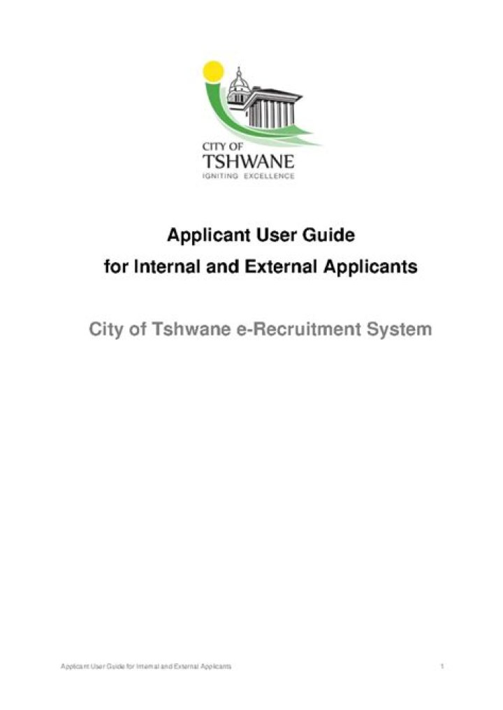 Explore The City Of Tshwane E Recruitment System Register