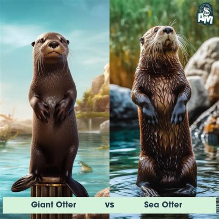 Giant River Otters And Humans Side By Side