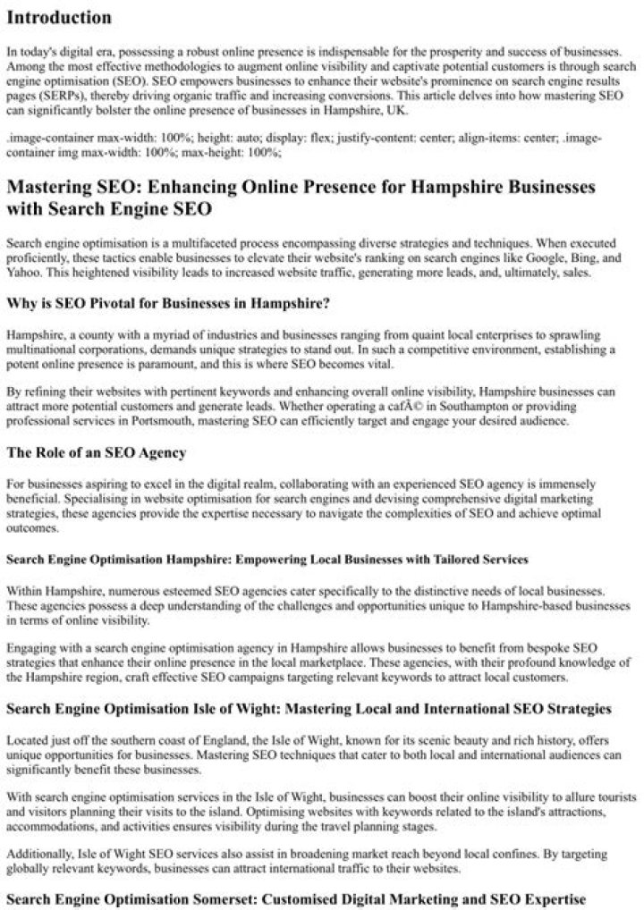 SEARCH ENGINE SEO HAMPSHIRE